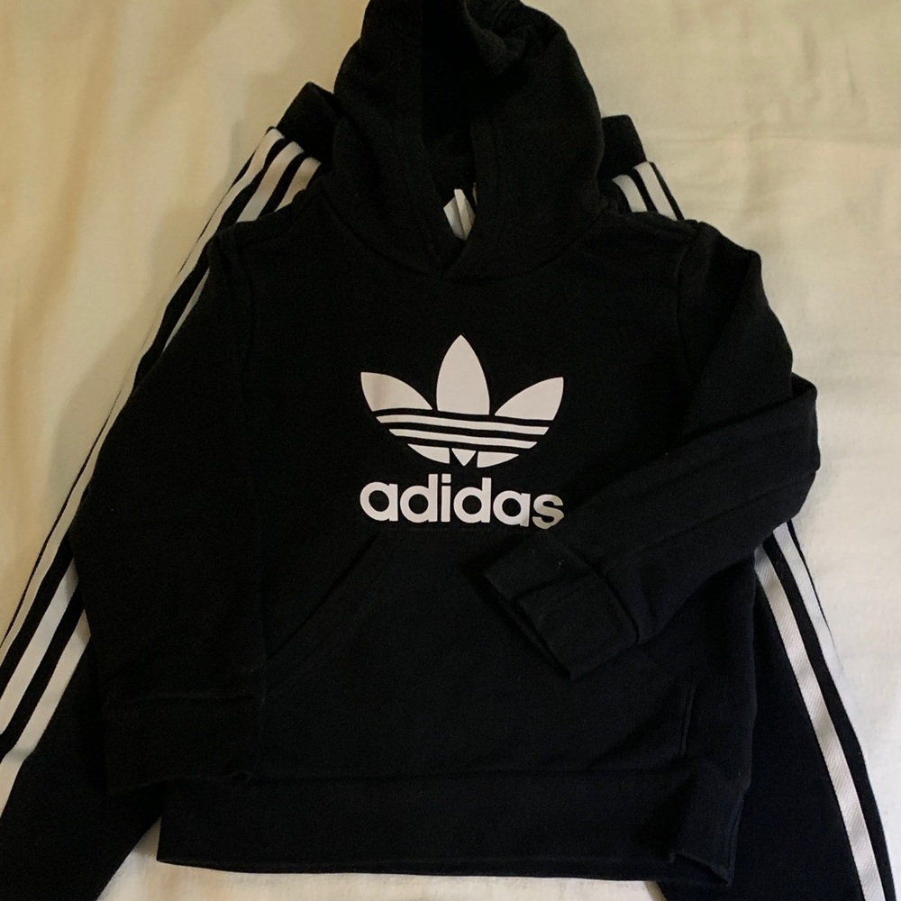 Adidas Kids Black and White Logo Hoodie